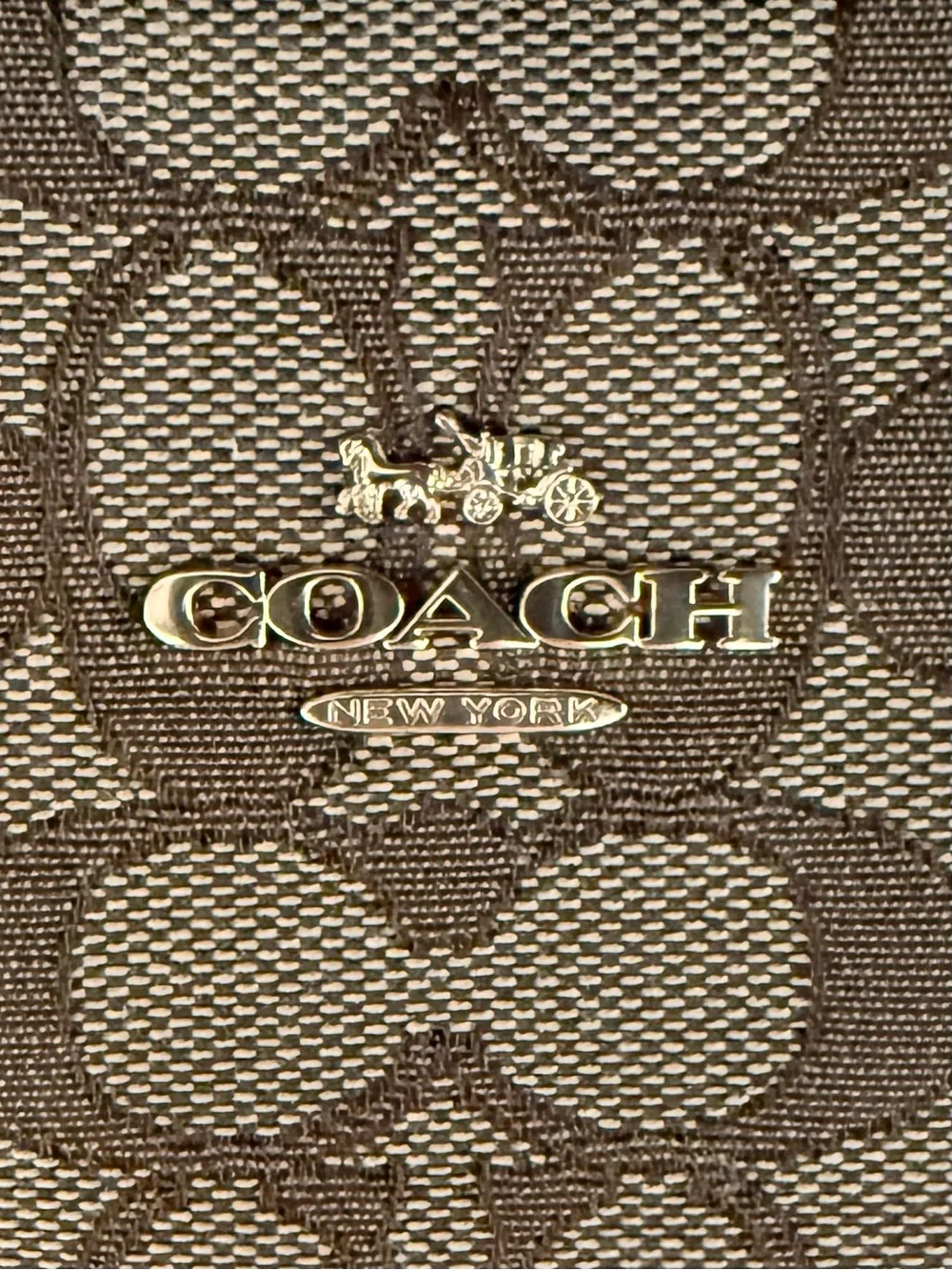 Coach Signature Zip Top Tote Khaki Dark Brown Canvas F29958 Excellent